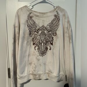 Affliction sweatshirt with detailed lace cut up back